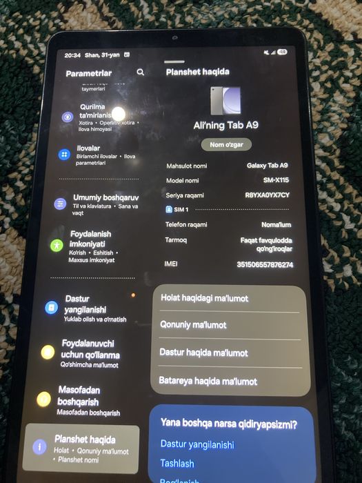 Samsung galaxiy tap A9