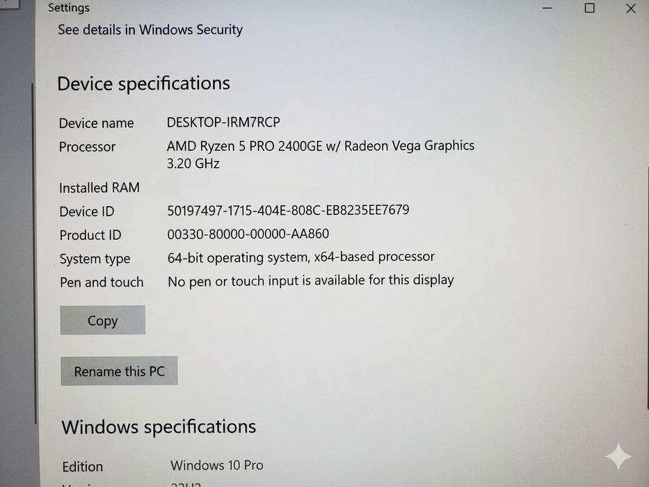 Мини пк HP EliteDesk 705 G4 (процессор AMD Ryzen 5 PRO 2400GE)