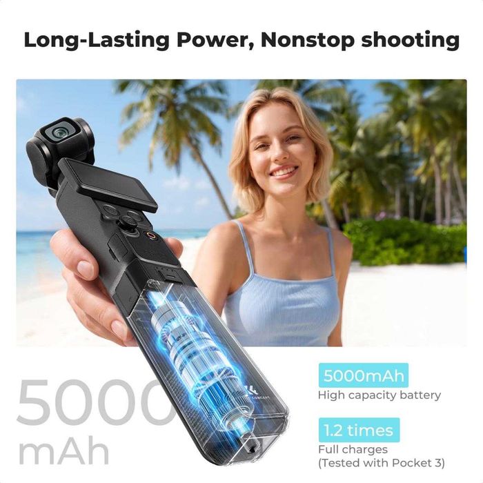 Батерийна дръжка с бързо зареждане 5000mAh K&F Concept за DJI Osmo Pocket 3 / 4 / 4P