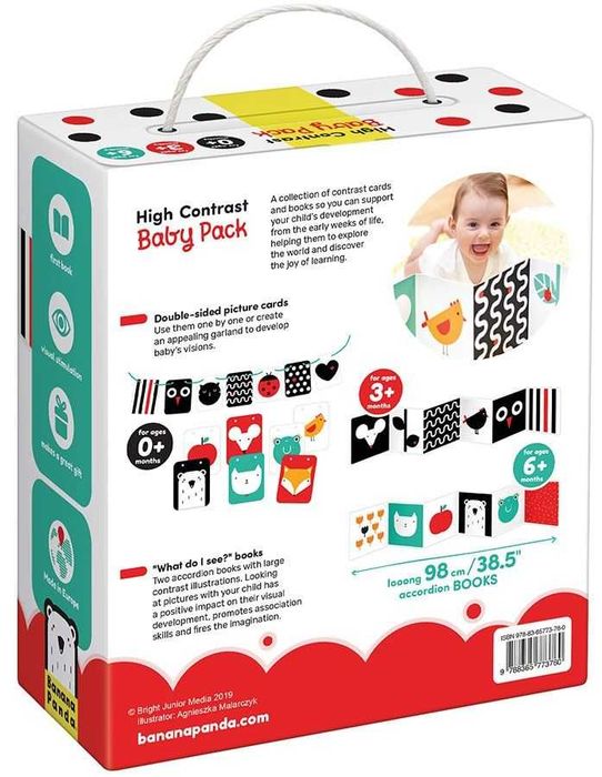Кутия с бебешки контрастни карти Banana Panda 0+/3м+/6 Игри с карти, Образователни играчки
