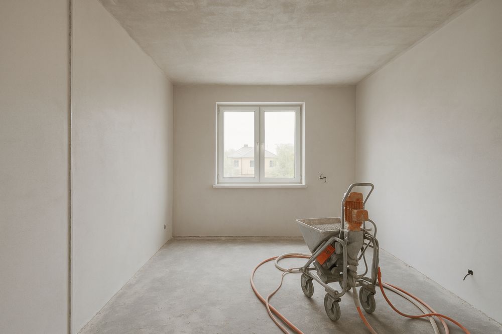 Механизированная гипсовая штукатурка — быстро, ровно, под 90°!