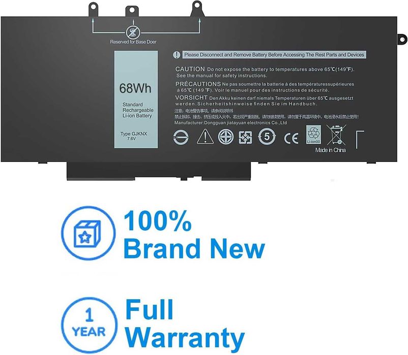 Батерия HASESS GJKNX за Dell Latitude, Precision GD1JP DY9NT 7.6V/68Wh