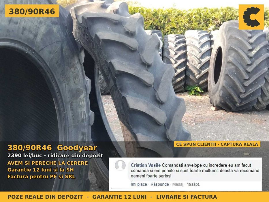 Cauciucuri Anvelope 380/90R46 380/90 R46 14.9R46 14.9-46 3809046 Goodyear Prasitoare Tractor Roti Inguste SH Second Hand IEFTIN Oferta Pret Bun Ocazie
