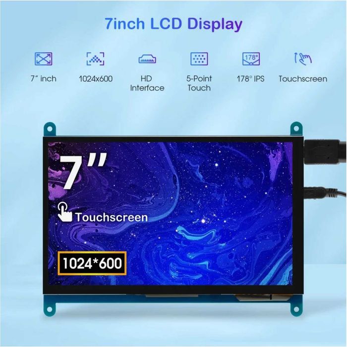 Monitor Elecrow  7 inch 1024*600 LCD Display with IPS Touch Screen