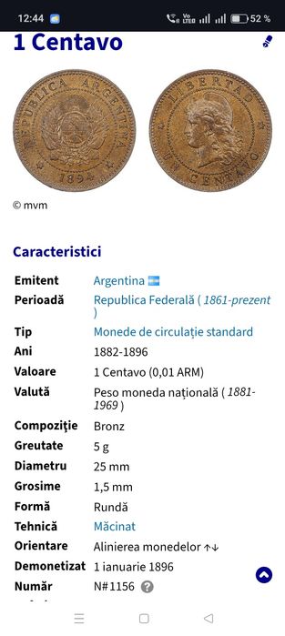 Moneda 1 Centavo 1889