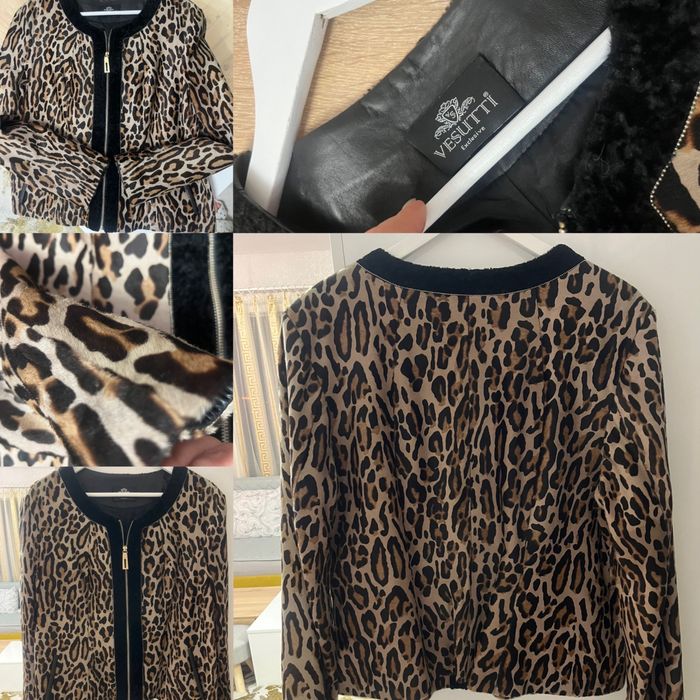 Кожено яке с къс косъм