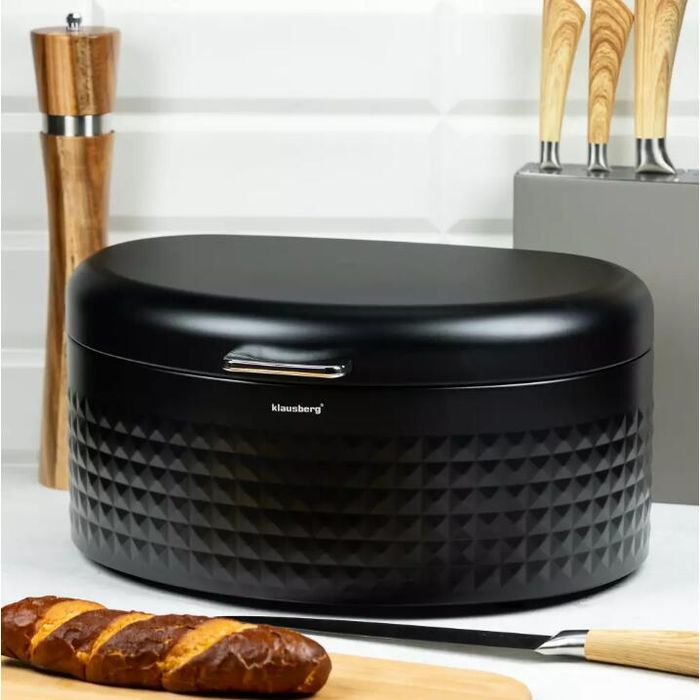 Cutie pentru paine, din otel, 36 x 24 x 18,5 cm, neagra, Klausberg