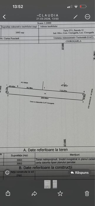 Vand teren intravilan