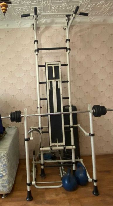 Шведская стенка, брусья, лавка,  турник