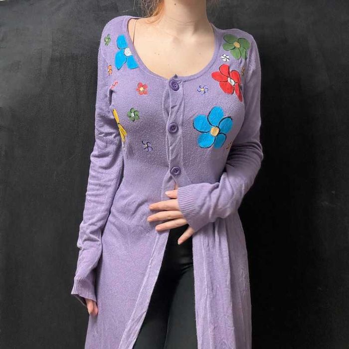 Cardigan lung mov- piesă unicat