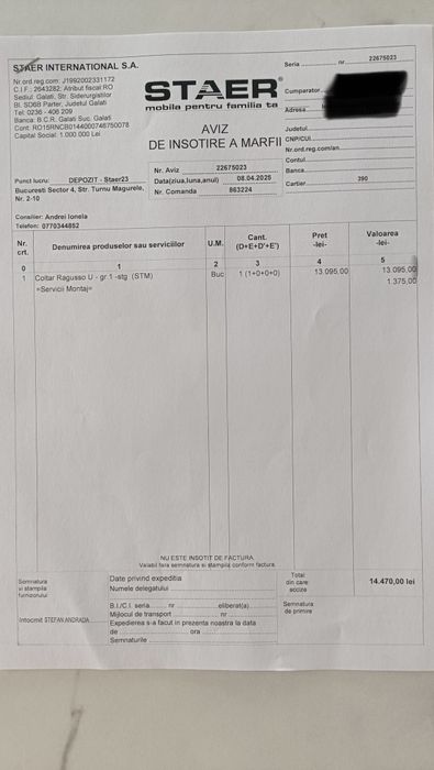 Vand canapea noua STAER