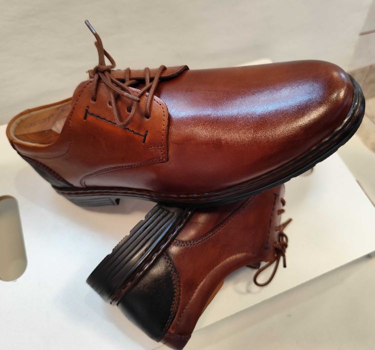 Pantofi derby 41 plain toe premium Josef Seibel NOI piele naturala moale