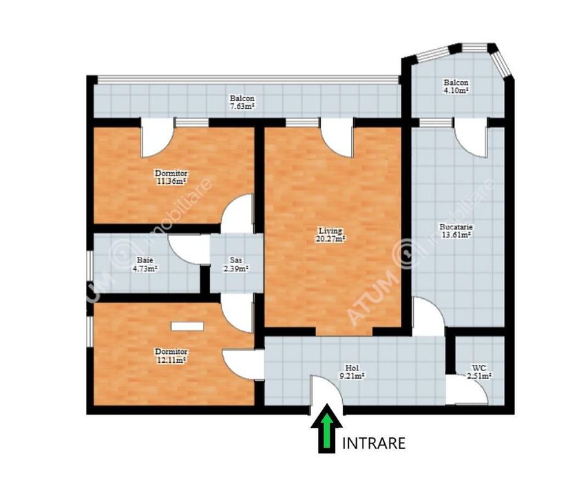Apartament 3 camere decomandate 2 balcoane in zona centrala Sibiu