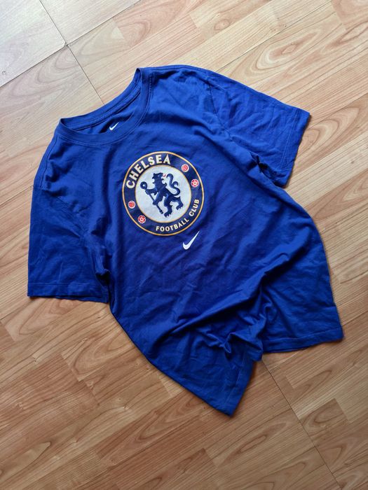 Tee T-shirt tricou football soccer crew neck Nike x Chelsea FC Premier League chest logo blue cotton