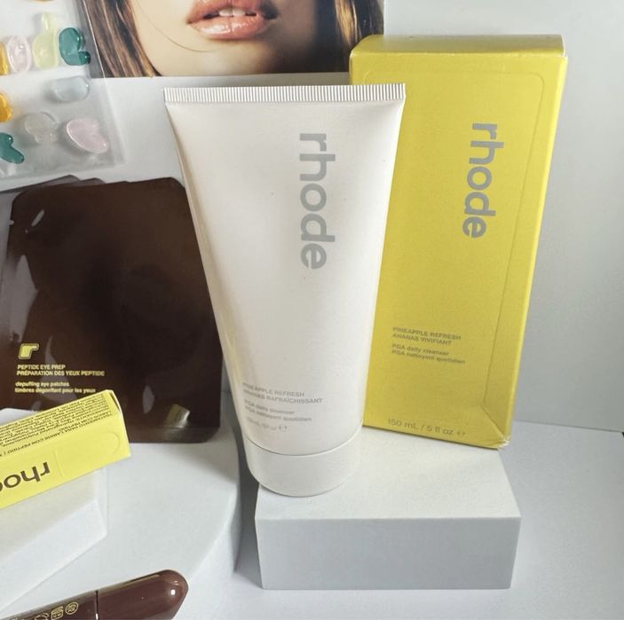 rhode Peptide Eye Prep Banana Peel пачове за очи + Caramelized Banana Lip Gloss гланц , грижа за кожата | Hailey и Justin Bieber оригинални лимитирани
