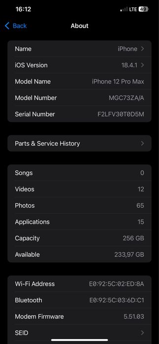 Iphone 12 pro max 80%/256