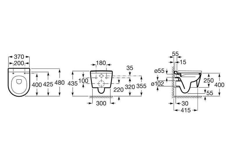 Окачена тоалетна чиния ROCA INSPIRA ROUND RIMLESS, ONYX - с капак