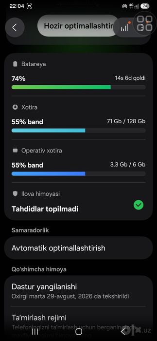 Samsung a 34 5g telefoni ishlashi gap yoq qotmedi 6 ga 128ta li xotira