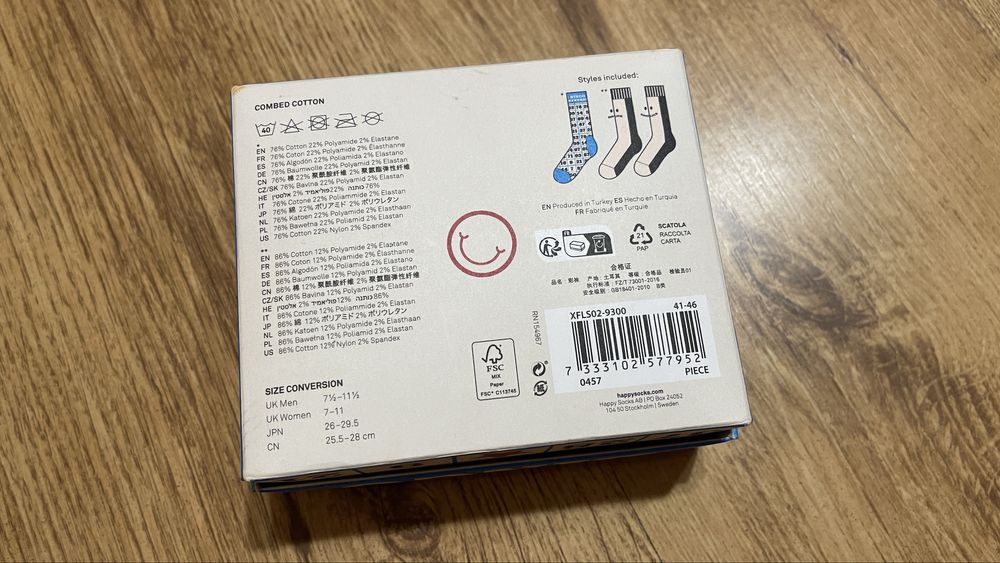 Set Ciorapi Originali Happy Socks Nr. 41-46 Noi In Cutie 2 Perechi