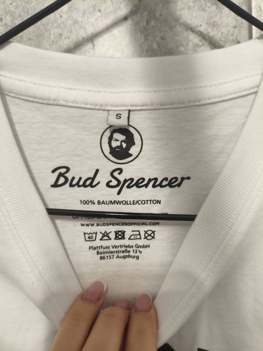 Tricou Bud Spencer original S nou din bumbac alb