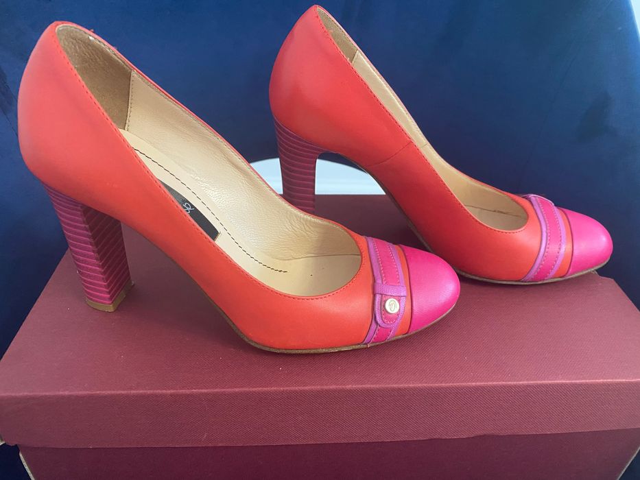 Pantofi Musette roz corai piele 36 toc 9