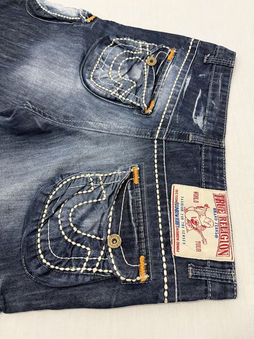Pantaloni scurti TRUE RELIGION (33 M-L barbat) blugi jeans Made in USA Rainbow Bobby denim vintage Y2K
