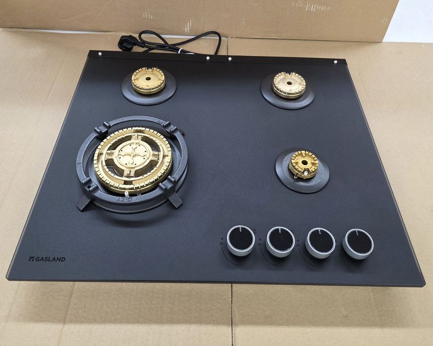 ПРО газов плот за вграждане, 4 горелки, 8 kW, Черно стъкло, GASLAND PRO GH2604BG1FC