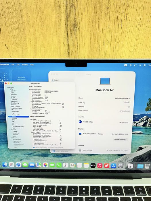 MacBook Air M2 Silver 8/256- Yangi noutbuk ( Макбук - Ноутбук )