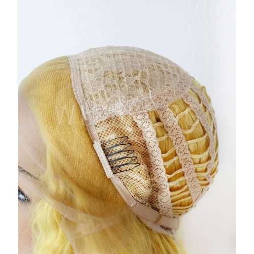 Дълга къдрава жълта лейс фронт перука Анджелика