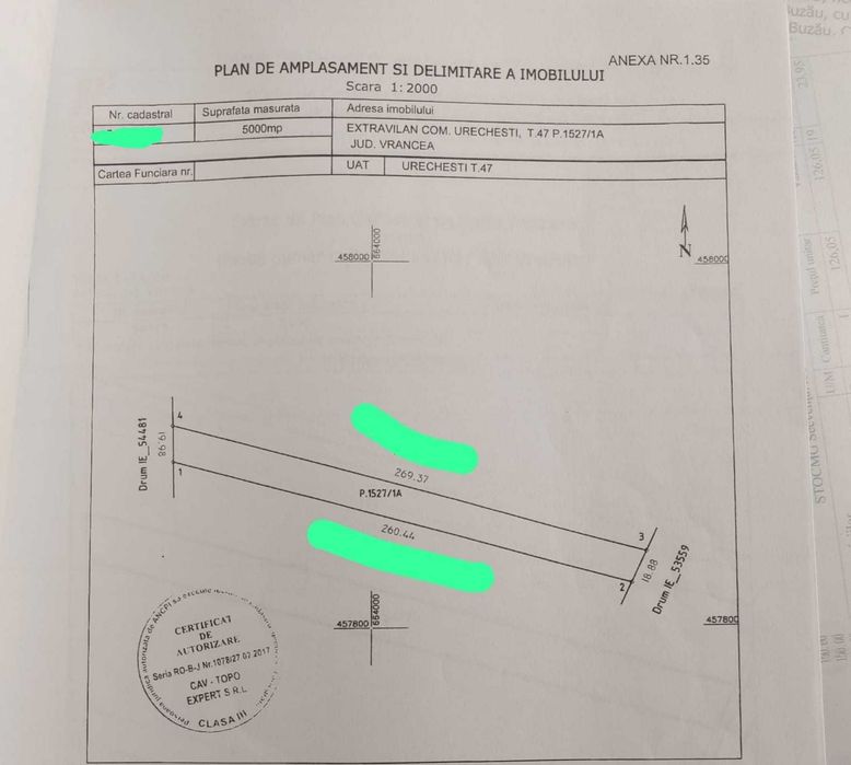 Teren 5.000 mp Urechești – 2 accese, utilități – 9,98 €/mp