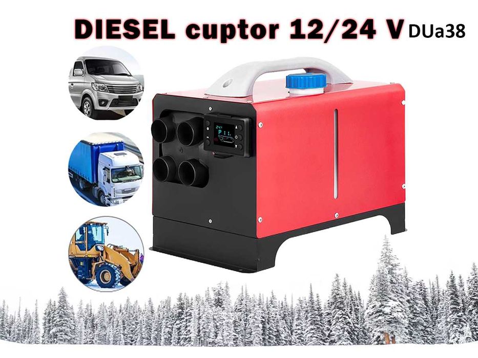 Soba orizonatala uscata diesel  cu LCD ecran si telecomanda 12/24 V