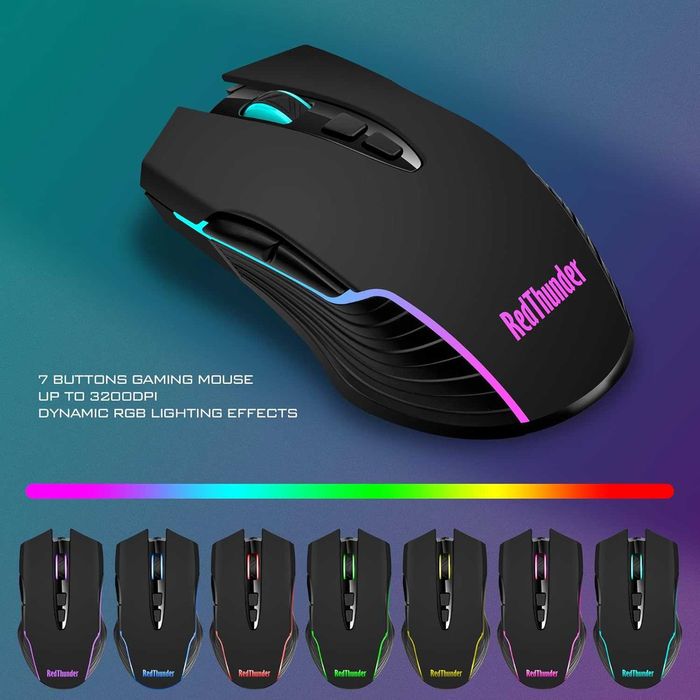 Set Tastatură mouse wireless gaming RedThunder K10,3800mAh,lumini LED