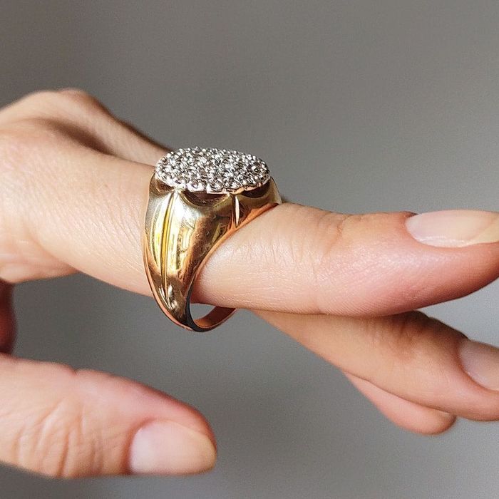 inel unisex, aur cu 1.07ct diamante, mas. mare, certif.