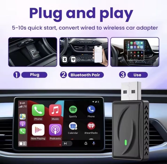 PROMOTION Безжичен адаптер 2-в-1 за CarPlay и Android Auto