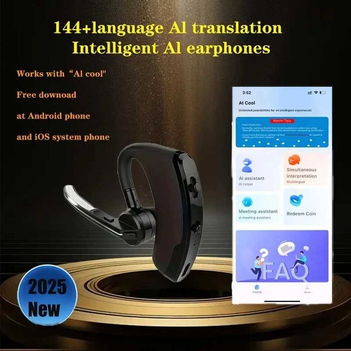 Cască bluetooth cu traducere în 144 (AI) de limbi,model 2025.