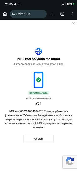 Vivo Y04 4/128 yangi