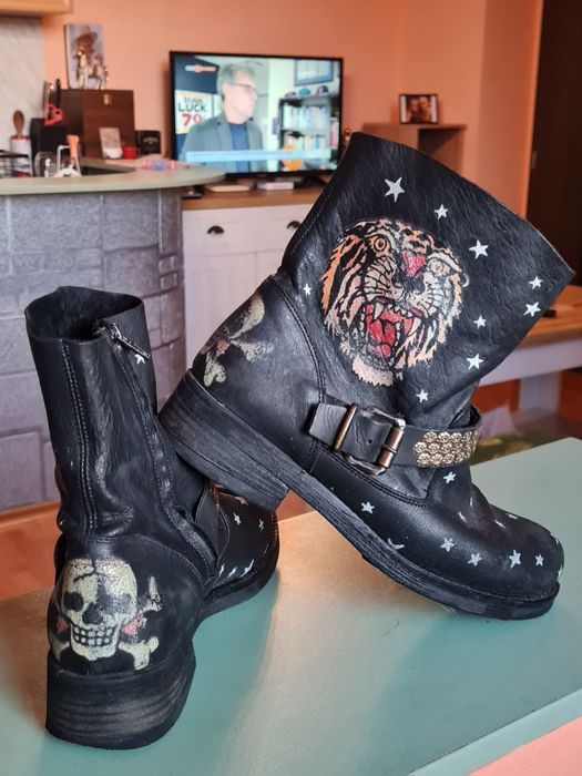 T'letisse#made in Italy# боти # естествена кожа # черепи#rock boots #