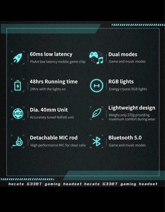 Игровая Bluetooth гарнитура EDIFIER G33BT