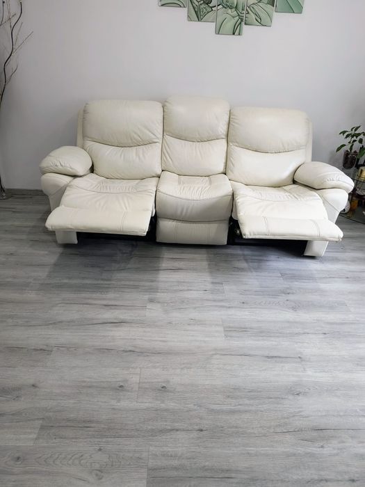 Canapea de living din piele naturala și piele ecologica