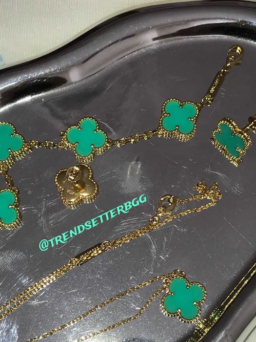 Тюркоазен комплект Van Cleef (колие, гривна и обеци)
