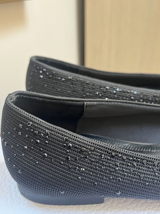 Pantofi (balerini) eleganți, Zara, negri & pietre decirative