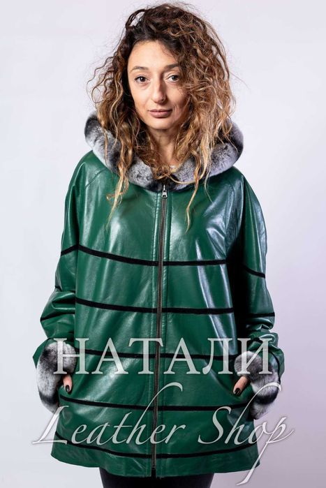 Двустранно кожено яке Лилия Green