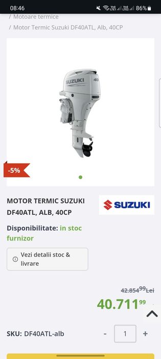 Barca 4.60m  + motor Suzuki 40 nou in rodaj + peridoc