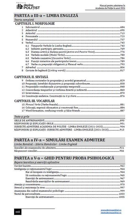 Manual admitere Academia de Poliție Devino Polițist 2026