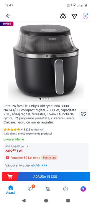Friteuza fara ulei Philips Airfryer Seria 3000 NA341/00