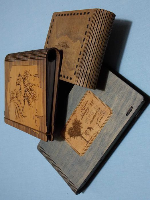 2 cutii pentru cadouri si agenda,caseta lemn prelucrat laser