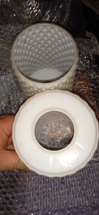 Стъкло за полилей от средата на 20 ти век  млечно опалово 4 броя