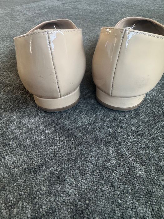 Balerini Kiomi, bej, piele naturală lăcuită, mărimea 40