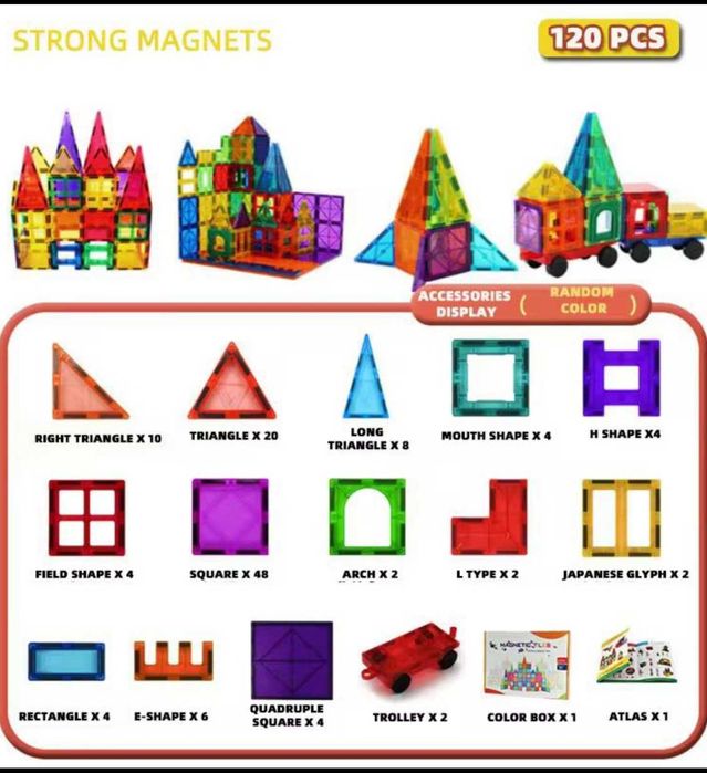 Magnetic tiles 7,5 cm , piese magnetice