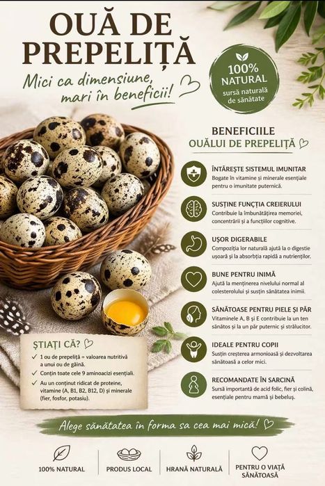 Ouă proaspete de prepeliță - 24 bucăți / 10 Lei – Ferma Mălinei Timișoara
